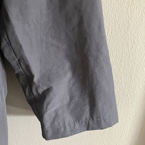 Eileen Fisher Lightweight Longline Button Down Collared Nylon Jacket Gray M - Picture 2 of 7
